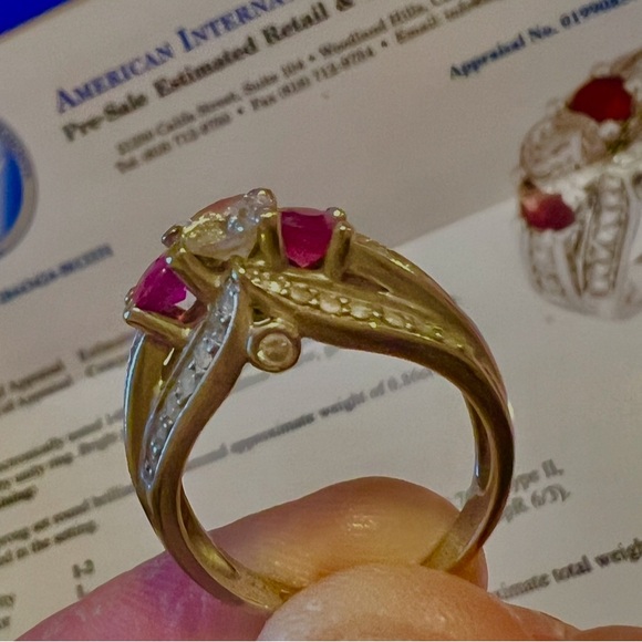 14K DIAMOND / RUBY RING /SZ 7 INCL AIG GEM REPORT APPRAISAL - Picture 12 of 14